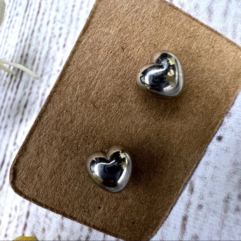 Heart Shape Silver Stud Earrings